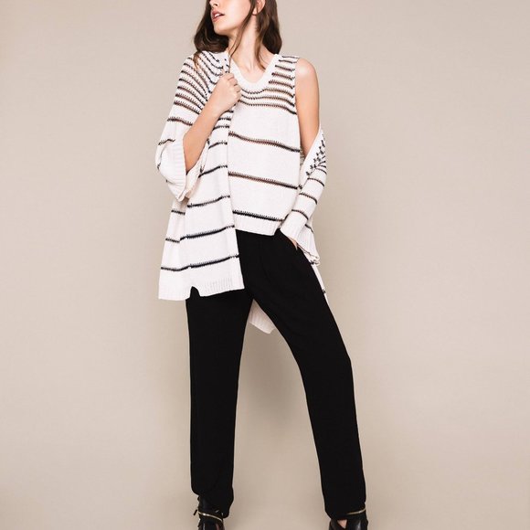 NWT TWINSET Italy Viscose striped cardigan with buttons - Picture 5 of 14